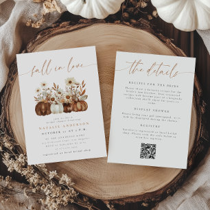 Boho Floral Fall QR Code All-in-One Bridal Shower Invitation