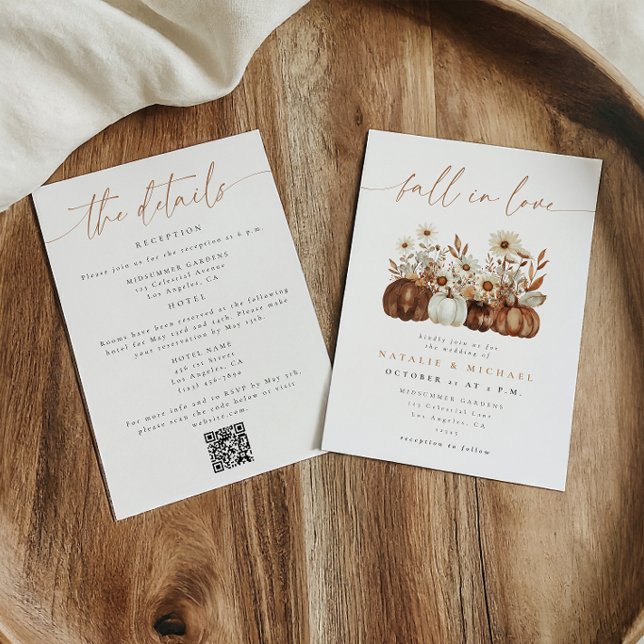 Boho Floral Fall QR Code All in One Wedding Invitation (Creator Uploaded)