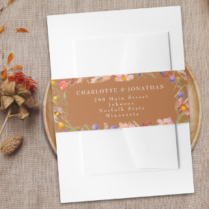 Boho Floral Fall Wedding Invitation Belly Band