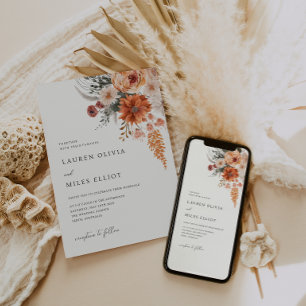 Boho Floral Fall Wedding Invite