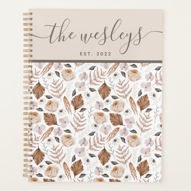 Boho Floral Family Name Planner (Front)