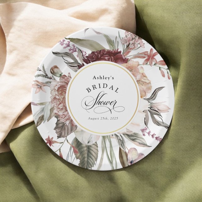 Boho Floral Fantasy Watercolor Bridal Shower Paper Plate (Creator Uploaded)