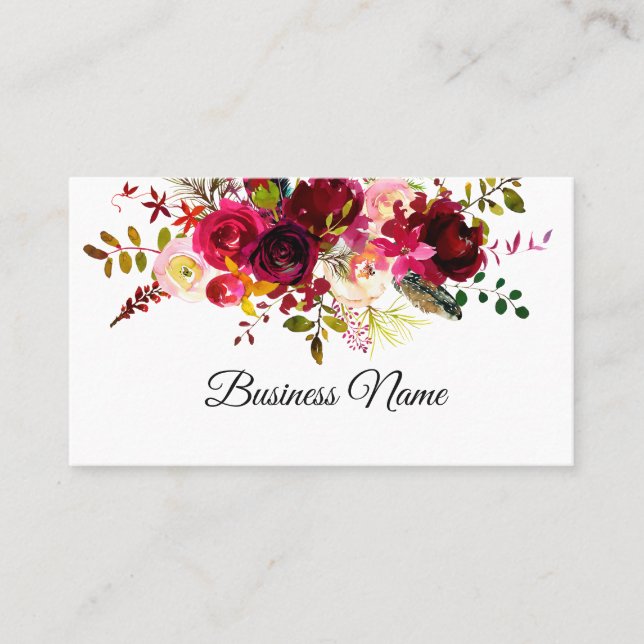 boho floral, floral business card (Front)
