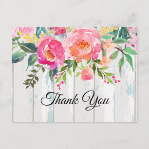 boho floral, flower birthday Postcard thank you