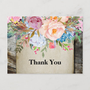 boho floral, flower birthday thank you card
