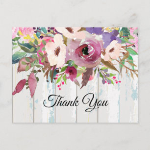 boho floral, flower birthday thank you card