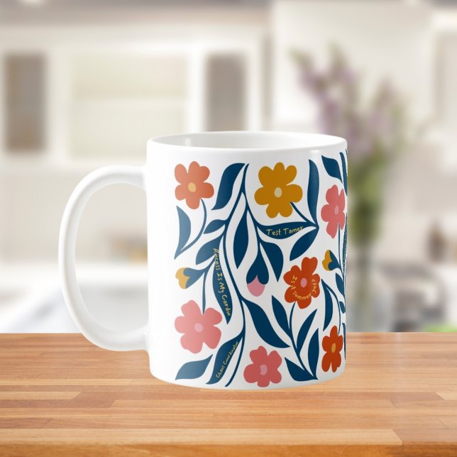Boho Floral Folk Art Teacher Gift with Affirmation Coffee Mug (Creator Uploaded)