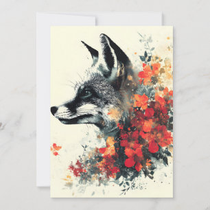 Boho Floral Fox Wildlife Nature Announcement