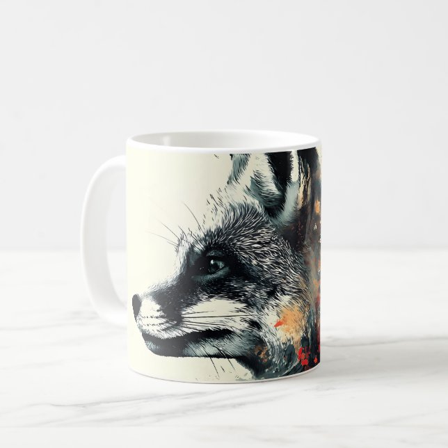 Boho Floral Fox Wildlife Nature Coffee Mug (Front Left)