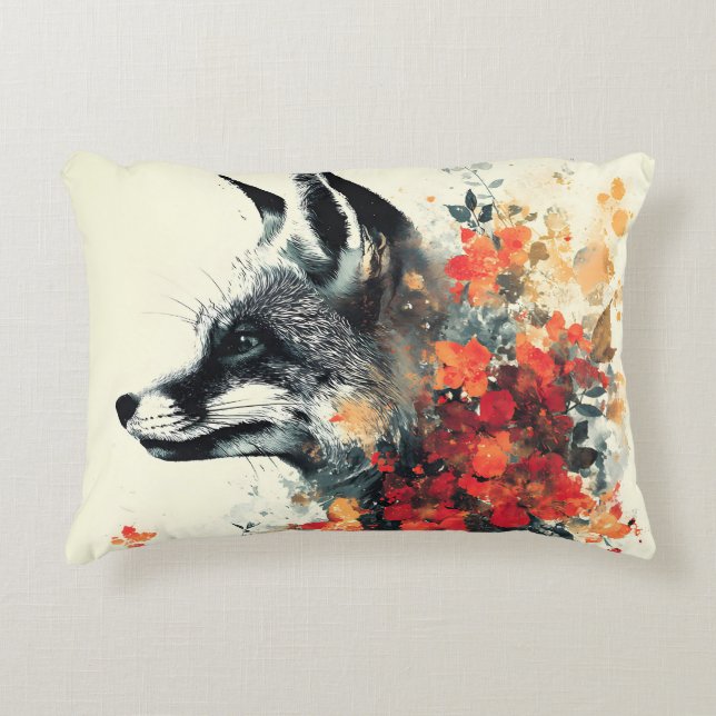 Boho Floral Fox Wildlife Nature Decorative Cushion (Front)