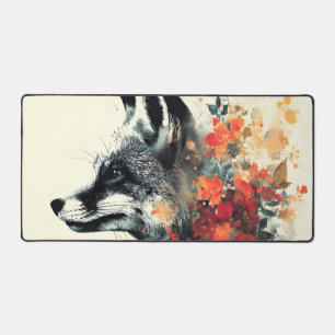 Boho Floral Fox Wildlife Nature Desk Mat