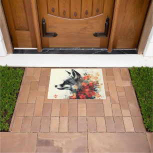 Boho Floral Fox Wildlife Nature Doormat