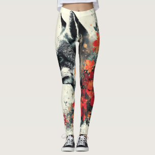 Boho Floral Fox Wildlife Nature Leggings