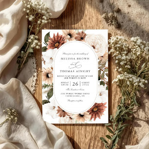 Boho Floral Frame Acrylic Elegant QR Code Wedding Invitation