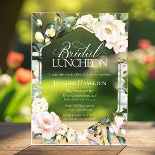 Boho Floral Frame Bridal Luncheon Bridal Shower Acrylic Invitations