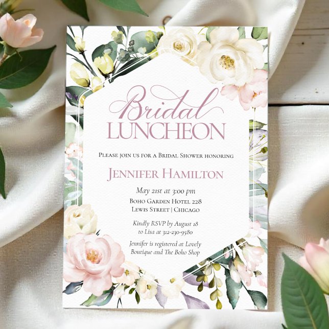 Boho Floral Frame Bridal Luncheon Bridal Shower Invitation (Creator Uploaded)