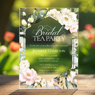 Boho Floral Frame Bridal tea Party Bridal Shower Acrylic Invitations