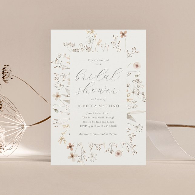 Boho Floral Frame Wildflower Bridal Shower Invitation (Creator Uploaded)