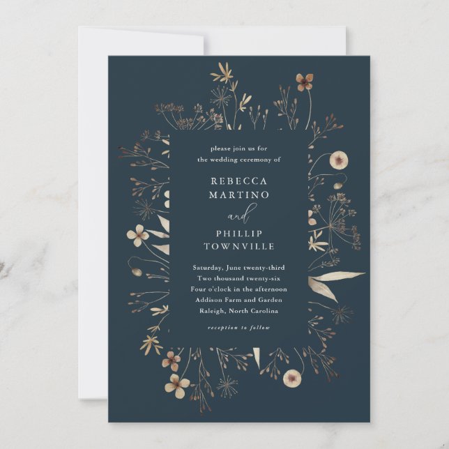 Boho Floral Frame Wildflower Wedding Invitation (Front)