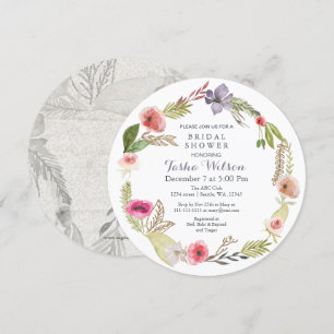 Boho Floral Garden Bridal Shower Invitations