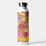Boho Floral Garden Yellow Personalised Name Water Bottle<br><div class="desc">Boho Floral Garden Yellow and Pink Personalised Name Water Bottle</div>