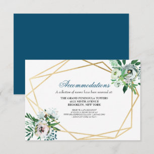 Boho Floral Geometric Blue Wedding Details Enclosure Card