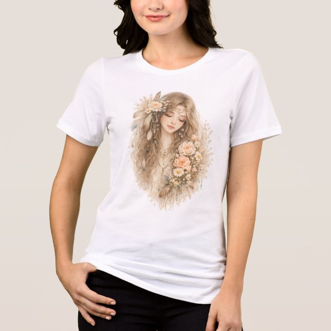 Boho Floral Girl Tri-Blend Shirt (Front)