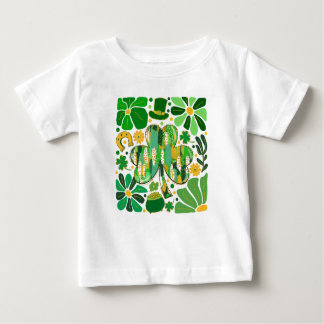 Boho Floral Glitter St Patrick Day Shamrock Baby T-Shirt
