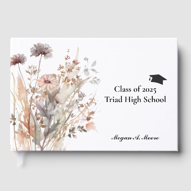 Boho Floral Graduation Foil Guestbook (Front)