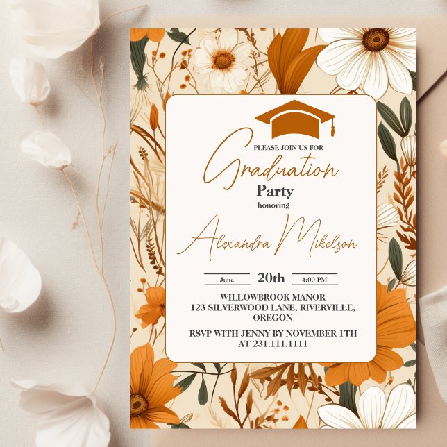 Boho Floral Graduation Invitation (Creator Uploaded)