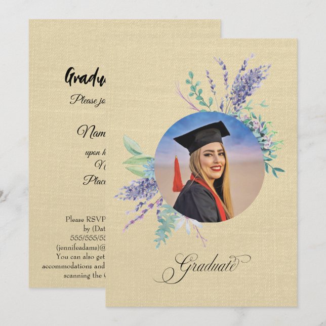 Boho Floral Graduation Party Invite (Front/Back)