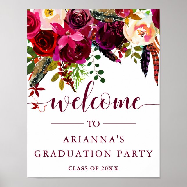 Boho Floral | Graduation Party Welcome Sign (Front)