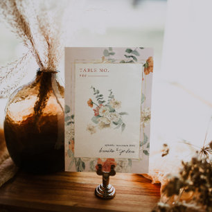 Boho Floral Greenery Botanical   Wedding Table Number
