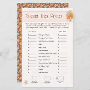 Boho Floral Guess the Price Baby Shower Game