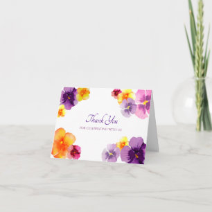 Boho Floral Hand-Illustrated Pansy Bridal Shower Thank You Card