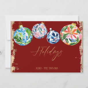 Boho Floral Happy Holidays Flat Holiday Card