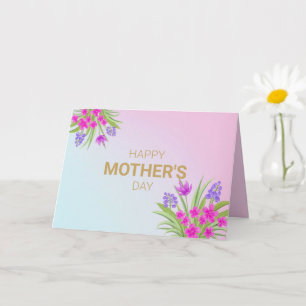 Boho Floral Happy Mothers Day Pink Purple Yellow Card