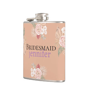 Boho Floral Heart Hip Flask