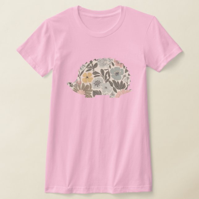 Boho Floral Hedgehog T-Shirt (Laydown)