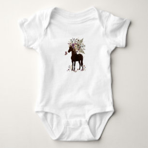 Boho Floral Horse Silhouette Baby Bodysuit - Wildf