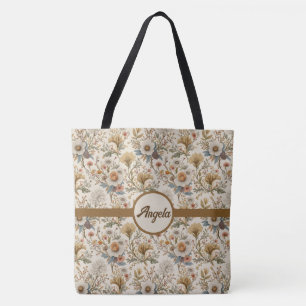 Boho Floral in Beige Tote Bag