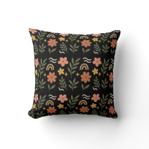 Boho Floral Leaf Pillow