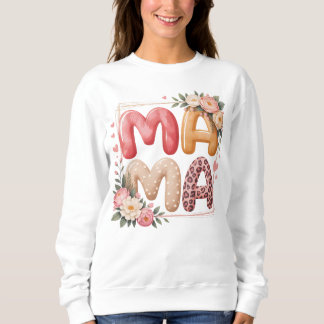 Boho Floral Leopard Print Mama Graphic Design Sweatshirt