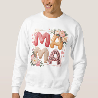 Boho Floral Leopard Print Mama Graphic Design Sweatshirt