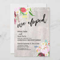 Boho Floral Lights Rustic Wood We Eloped Party
