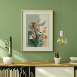 Boho Floral Line Art Print | Neutral Botanical Min