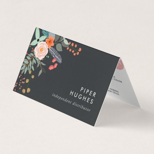 Boho Floral Lip Product Distributor Tips & Tricks Business Card (Front)