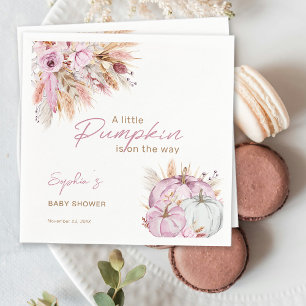 Boho Floral Little Pink Pumpkins Baby Shower Napkin