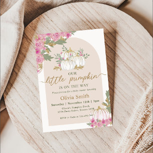 Boho Floral Little Pumpkin Baby Shower Invitation