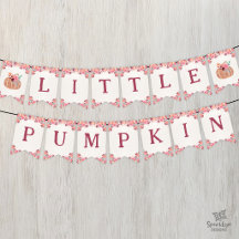 Boho Floral Little Pumpkin Birthday Bunting Banner